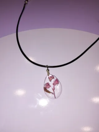 Collar Resina Flor Rosa Artesanal