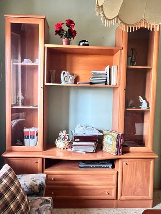 Mueble salón modular librería madera