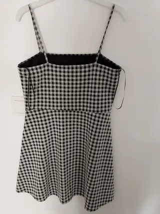 Vestido tirantes cuadros vichy blanco y negro