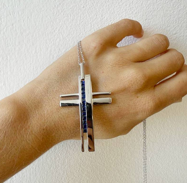 Colgante Salvini Oro Blanco 18k Zafiros