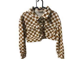 Giacca Glamorous a scacchi marrone e bianca