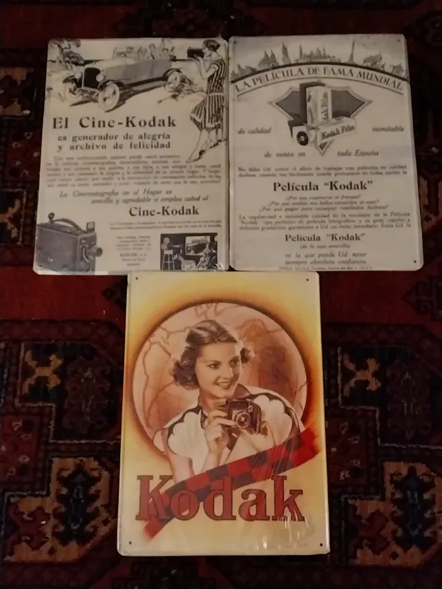 Lote de 3 Placas Metálicas Kodak de Coleção