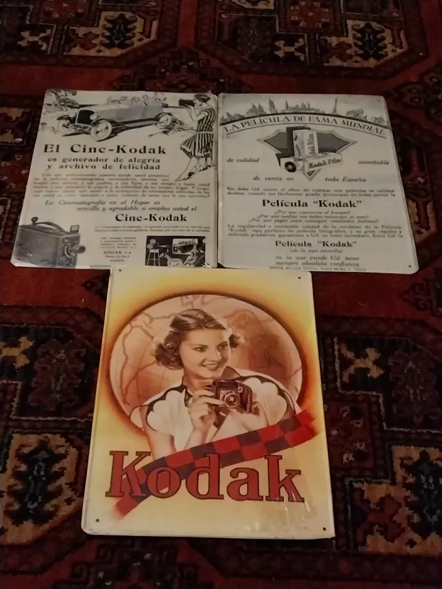 Lote de 3 Placas Metálicas Kodak de Coleção