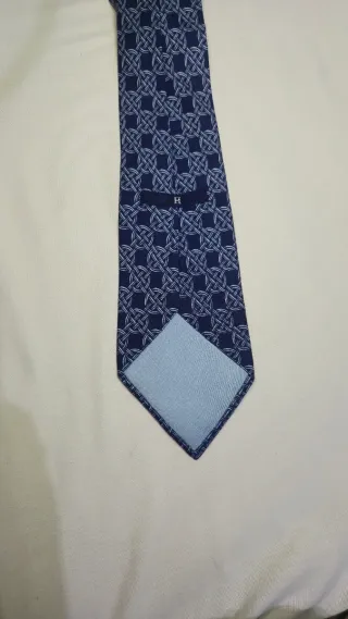 Corbata Hermes Vintage Azul y Blanco
