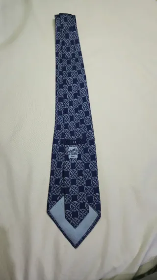 Corbata Hermes Vintage Azul y Blanco