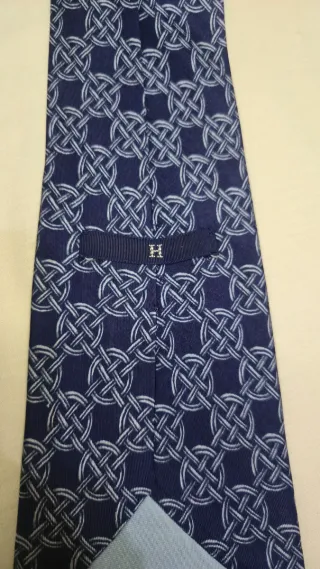 Corbata Hermes Vintage Azul y Blanco