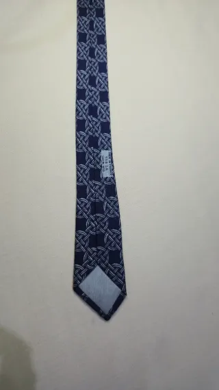 Corbata Hermes Vintage Azul y Blanco