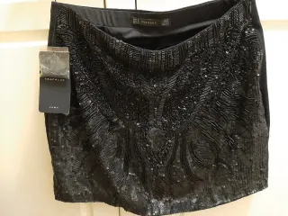 Falda Zara Lentejuelas Negra Talla M