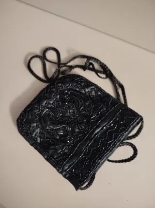 Bolso de fiesta vintage pedrería negro