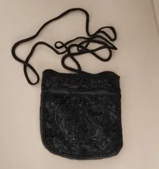 Bolso de fiesta vintage pedrería negro