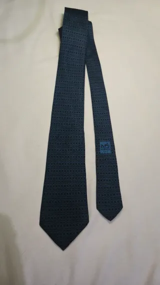 Corbata Hermes Vintage Azul y Negra