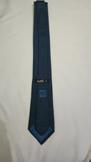 Corbata Hermes Vintage Azul y Negra