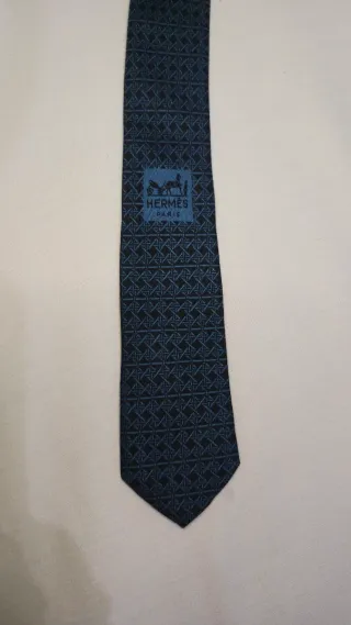Corbata Hermes Vintage Azul y Negra