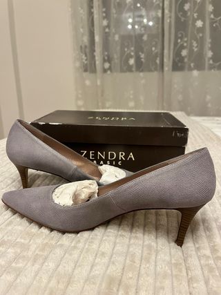 Zapatos Zendra Piel Tacón Gris