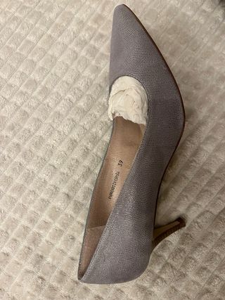 Zapatos Zendra Piel Tacón Gris