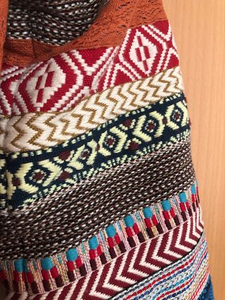 Abrigo Boho Étnico Zara Bordado Flecos Talla Única