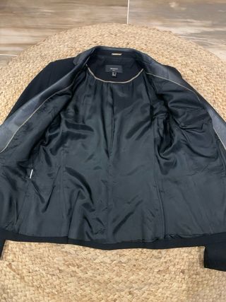 Americana Mango Solapa Piel Negra