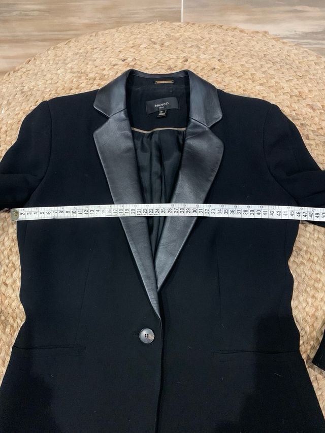 Americana Mango Solapa Piel Negra