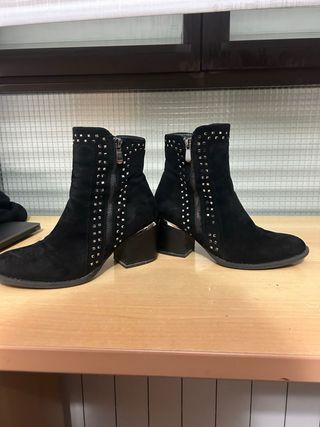 Botines Negros Mujer Tachuelas Tacón