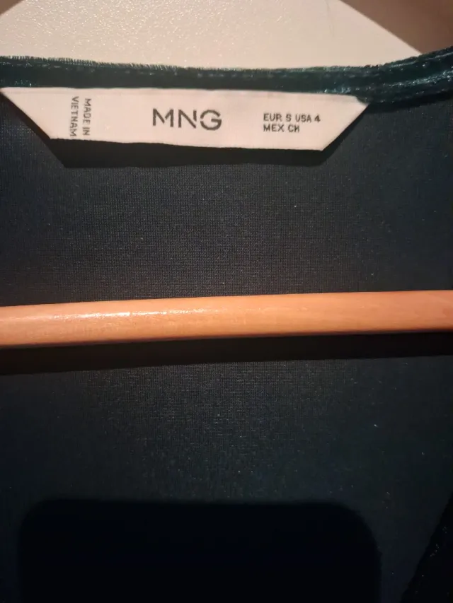 Vestido Mango Verde Terciopelo Talla S