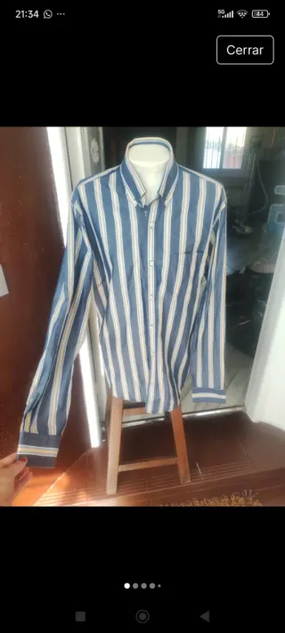 Camisa Cortefiel Rayas Azul y Beige