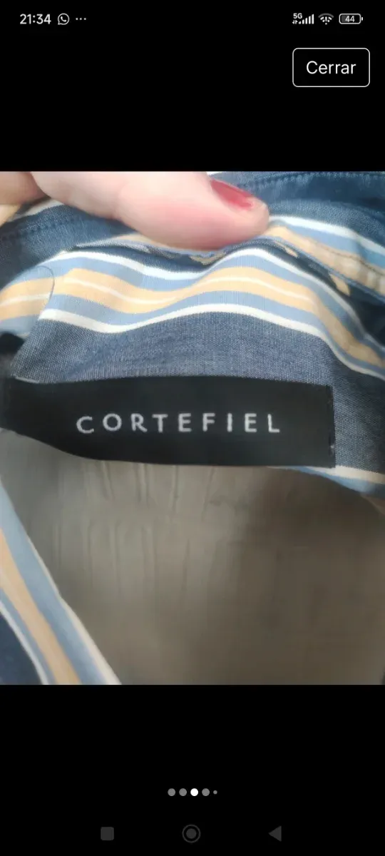 Camisa Cortefiel Rayas Azul y Beige