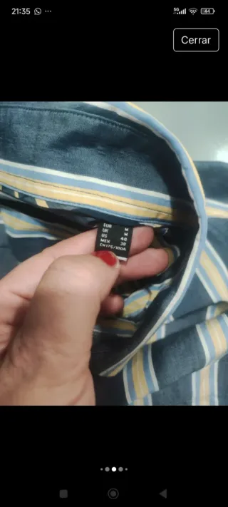 Camisa Cortefiel Rayas Azul y Beige