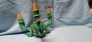 Lampadario in ceramica verde e rosa