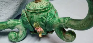 Lampadario in ceramica verde e rosa