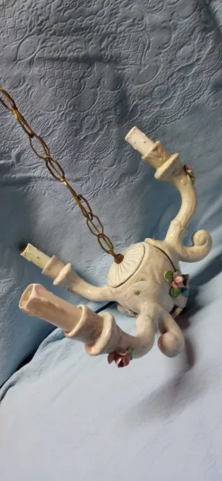 Lampadario ceramica con fiori