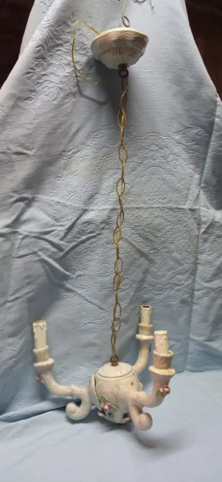 Lampadario ceramica con fiori