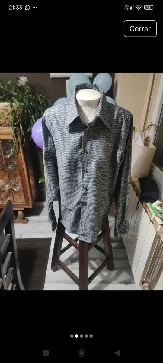 Camisa Zara Estampada Gris y Blanca