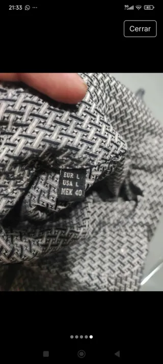 Camisa Zara Estampada Gris y Blanca