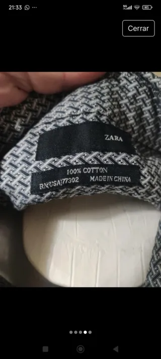 Camisa Zara Estampada Gris y Blanca