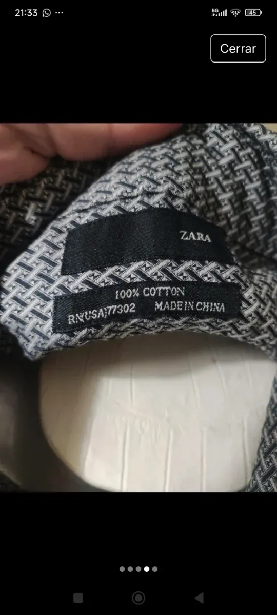 Camisa Zara Estampada Gris y Blanca