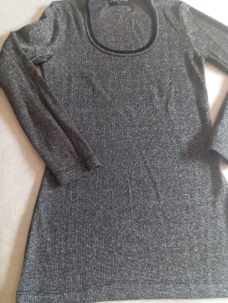 Camiseta Lurex Morgan Negra y Plateada