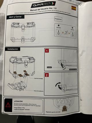Baúl Moto GPR TOP CASE 55L Aluminio