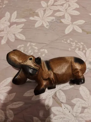 Figura Hipopótamo Madera Decoración Hogar