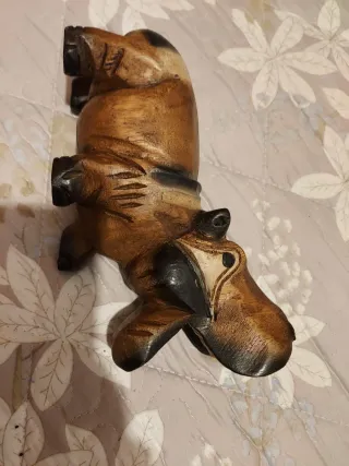 Figura Hipopótamo Madera Decoración Hogar