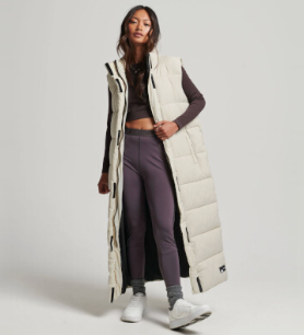 Chaleco Superdry Padded Largo Beige T40