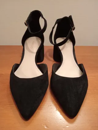 Zapatos Mango Tacón Ancho Negro