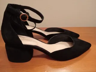 Zapatos Mango Tacón Ancho Negro