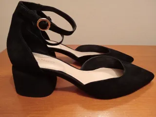 Zapatos Mango Tacón Ancho Negro