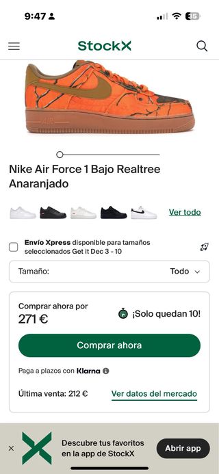 Nike Air Force 1 Realtree Naranja