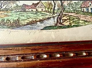 Paisaje rural aguafuerte firma Chaludon