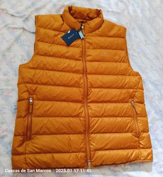 Chaleco plumífero Gant naranja hombre