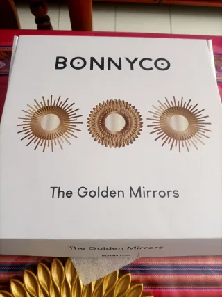 BONNYCO Specchi Decorativi Dorati, Confezione da 3