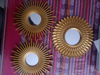 BONNYCO Specchi Decorativi Dorati, Confezione da 3