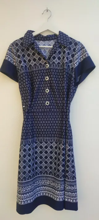 Vestido Vintage Azul y Blanco