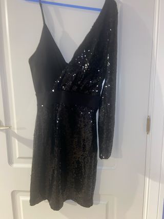 Vestido lentejuelas asimétrico fiesta